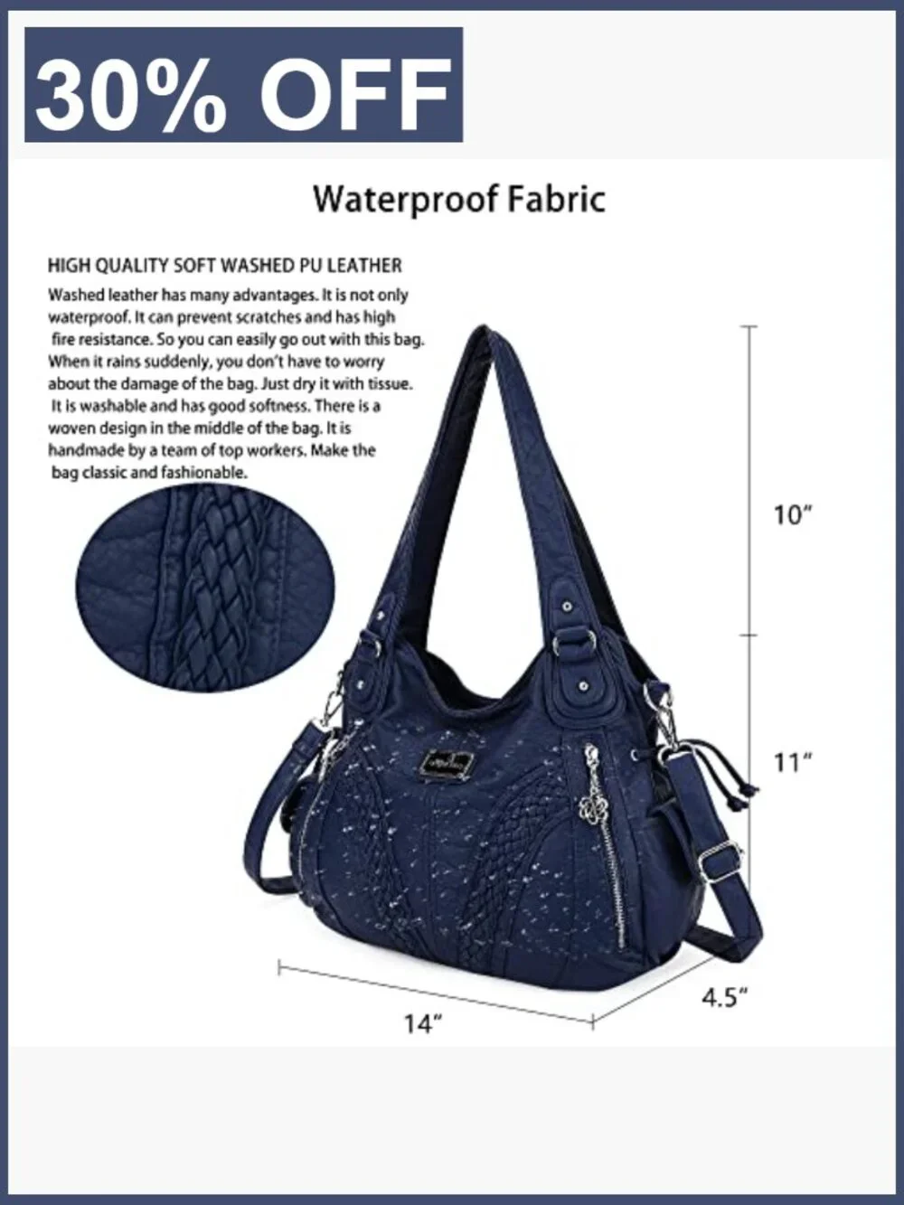 Women's Faux Leather Hobo Shoulder Bag Tote w/ Crossbody Strap